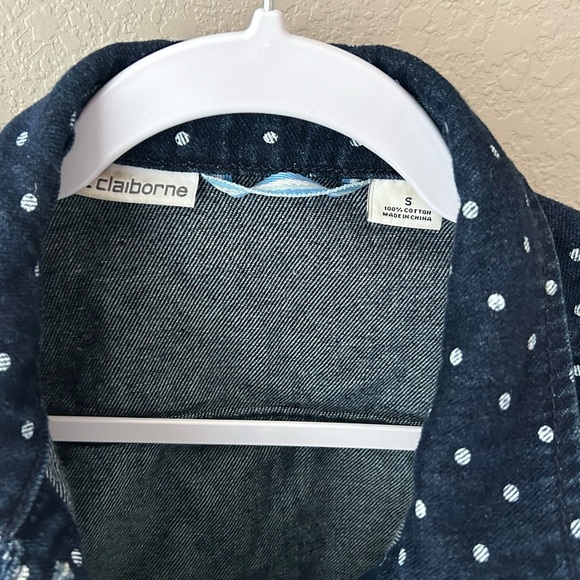 Liz Claiborne Polka-Dot Navy Denim jacket - Picture 2 of 3